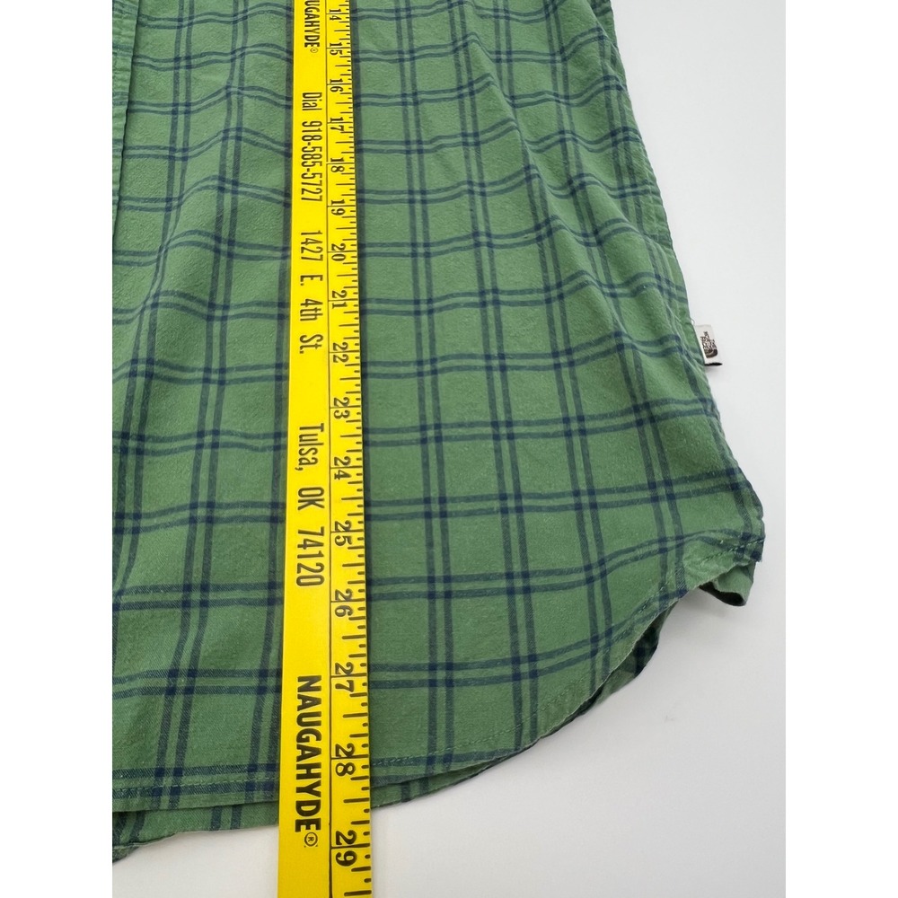 THE NORTH FACE Button Down Shirt Mens Large Green Plaid Hemp Blend Short Sleeve - Picture 8 of 13